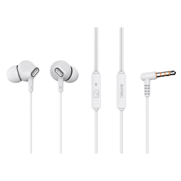 CELEBRAT earphones με μικρόφωνο G21, 3.5mm, 1.2m, λευκά