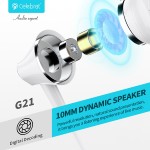 CELEBRAT earphones με μικρόφωνο G21, 3.5mm, 1.2m, λευκά