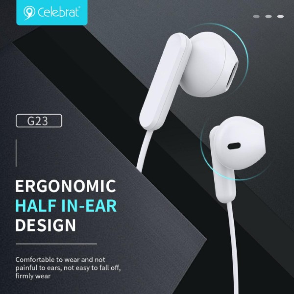 CELEBRAT earphones με μικρόφωνο G23, 3.5mm, 1.2m, μαύρα