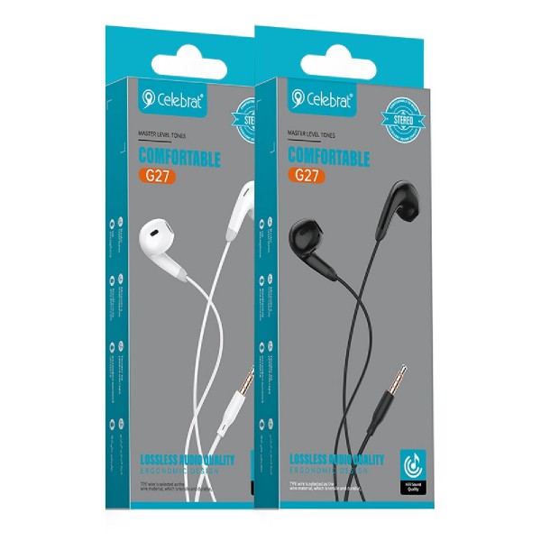 CELEBRAT earphones με μικρόφωνο G27, 3.5mm, 1.2m, μαύρα