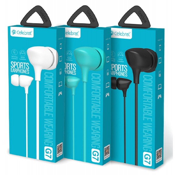 CELEBRAT earphones με μικρόφωνο G7, 3.5mm, 1.2m, μαύρα