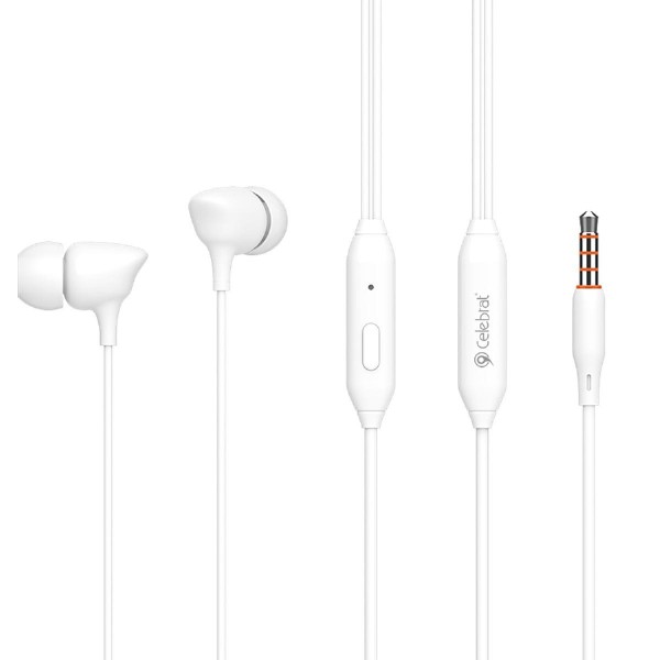 CELEBRAT earphones με μικρόφωνο G7, 3.5mm, 1.2m, λευκά