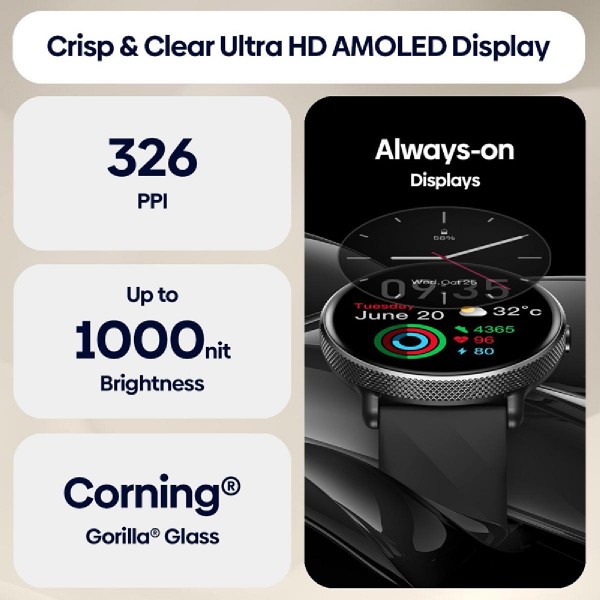 ZEBLAZE smartwatch GTR 3 Pro, heart rate, 1.43" AMOLED, IP68, μαύρο