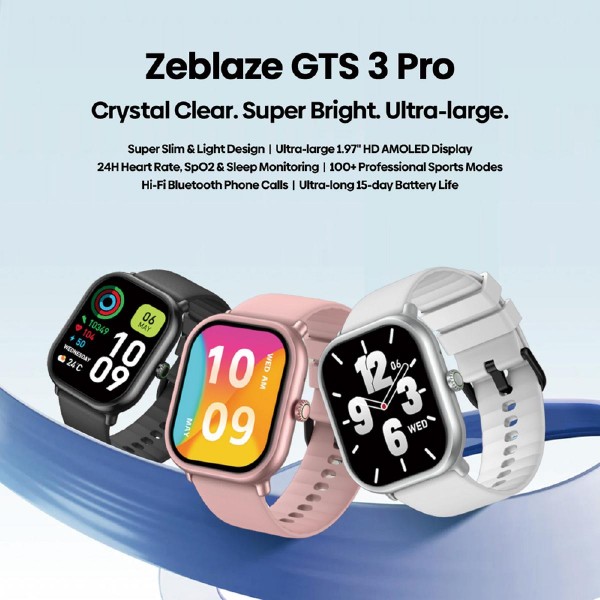 ZEBLAZE smartwatch GTS 3 Pro, heart rate, 1.97" AMOLED, μαύρο