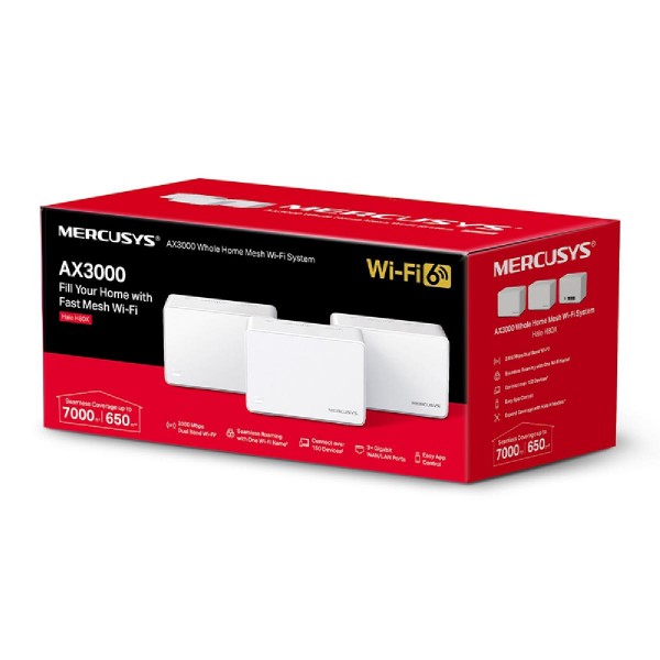 MERCUSYS Mesh Wi-Fi 6 System Halo H80X, 3Gbps Dual Band, 3τμχ, Ver. 1.0