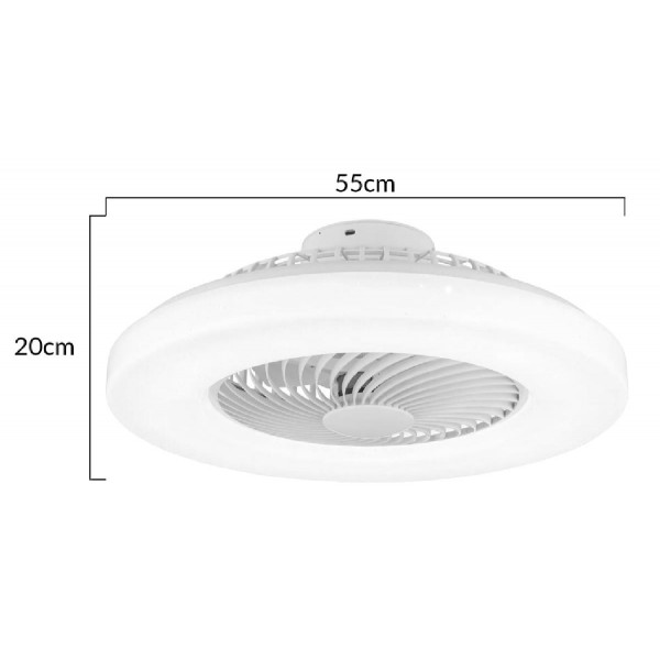 POWERTECH smart ανεμιστήρας οροφής HLL-0172 με LED φως, 25W, Φ55x20cm, λευκός