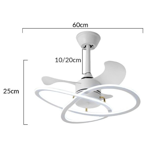 POWERTECH ανεμιστήρας οροφής HLL-0175 με LED φως, 96W, Φ60x25cm, λευκός