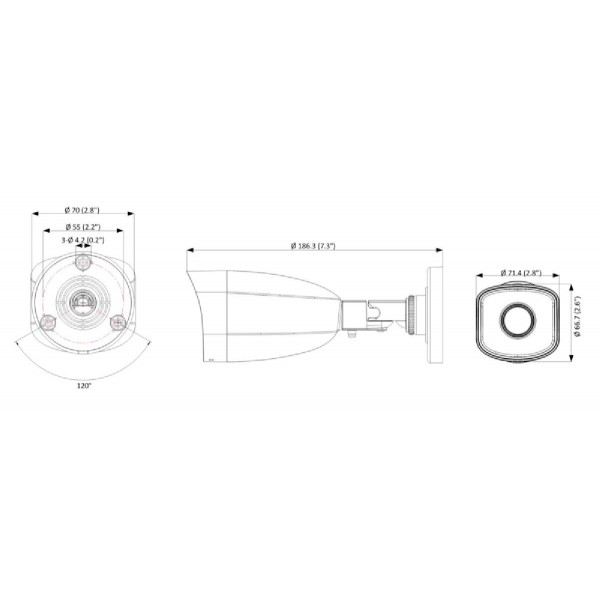 HIKVISION IP κάμερα HiWatch HWI-B121H, POE, 2.8mm, 2MP, IP67