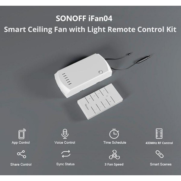 SONOFF smart διακόπτης ανεμιστήρα οροφής IFAN04 με RF χειριστήριο, Wi-Fi