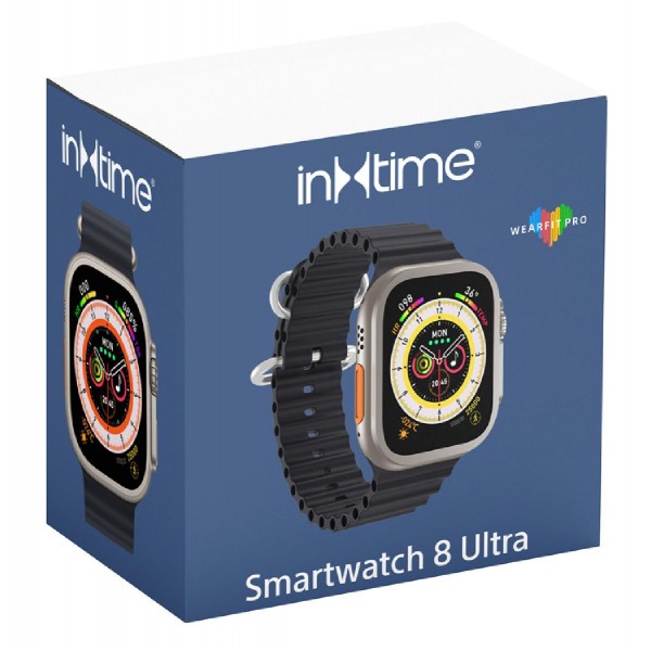 ΙΝΤΙΜΕ smartwatch 8 Ultra, 1.91", IP67, heart rate, ηχείο & mic, μαύρο