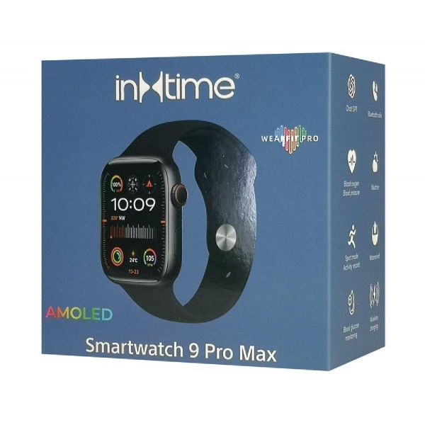 ΙΝΤΙΜΕ smartwatch 9 Pro Max, 2.1", IP67, heart rate, ηχείο & mic, μαύρο