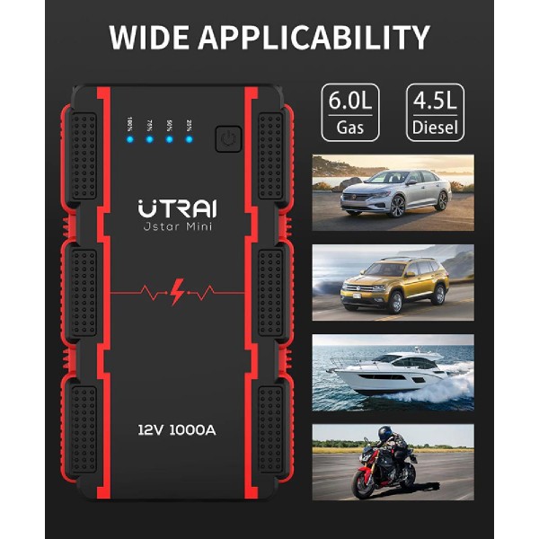 UTRAI εκκινητής μπαταρίας αυτοκινήτου JS-Mini με φακό, 12V/1000A