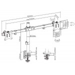 BRATECK βάση γραφείου LDT57-C02 για 2 οθόνες 17"-32", έως 9kg ανά οθόνη