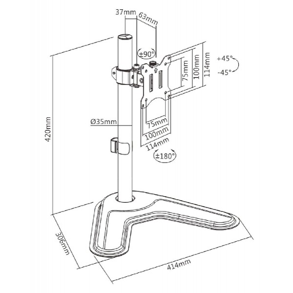 BRATECK βάση γραφείου LDT57-T01 για οθόνη 17"-32", έως 9kg