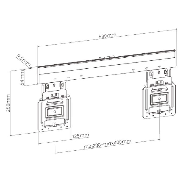 BRATECK επιτοίχια βάση LED-1944 για οθόνη 32"-65", 75kg