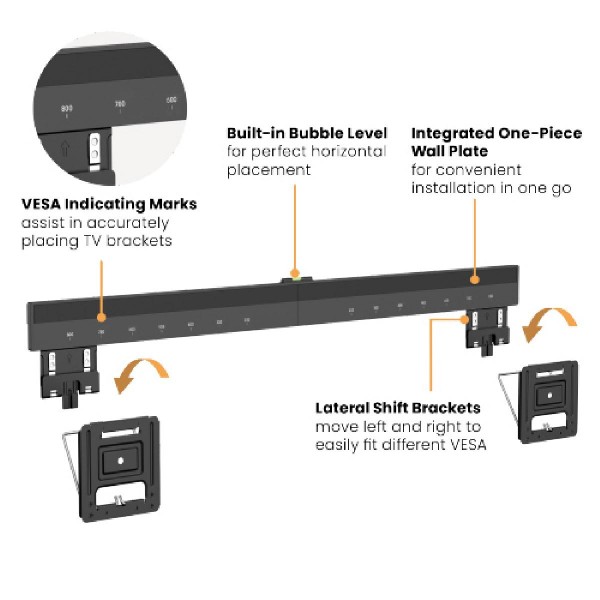 BRATECK επιτοίχια βάση LED-1948 για οθόνη 43"-100", 75kg