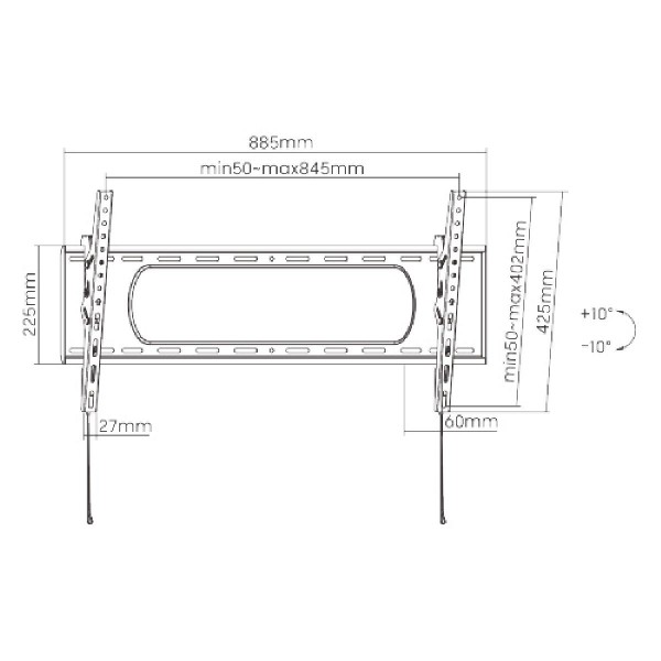 BRATECK επιτοίχια βάση LP73-48T για οθόνη 43"-90", 80kg