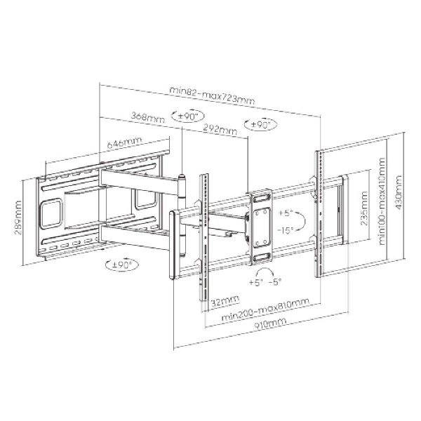 BRATECK επιτοίχια βάση LPA77-483, για οθόνη 43"-90", 80kg