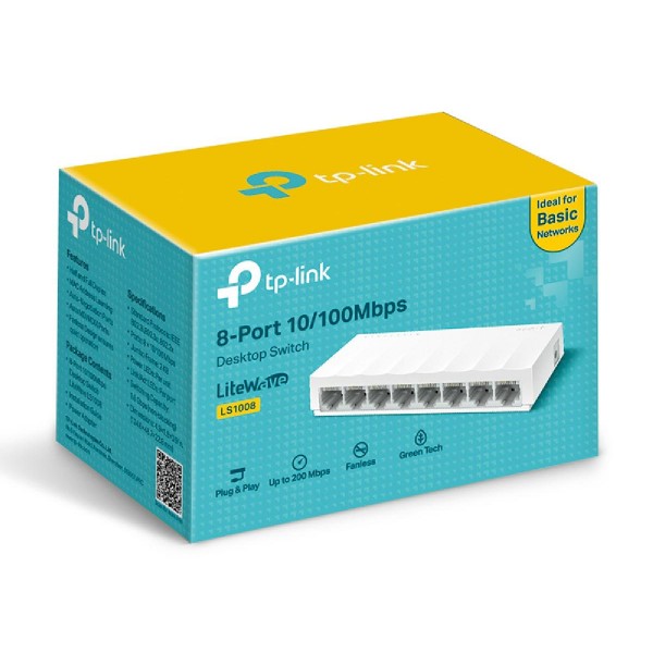 TP-LINK desktop switch LiteWave LS1008, 8-port 10/100Mbps, Ver 1.0