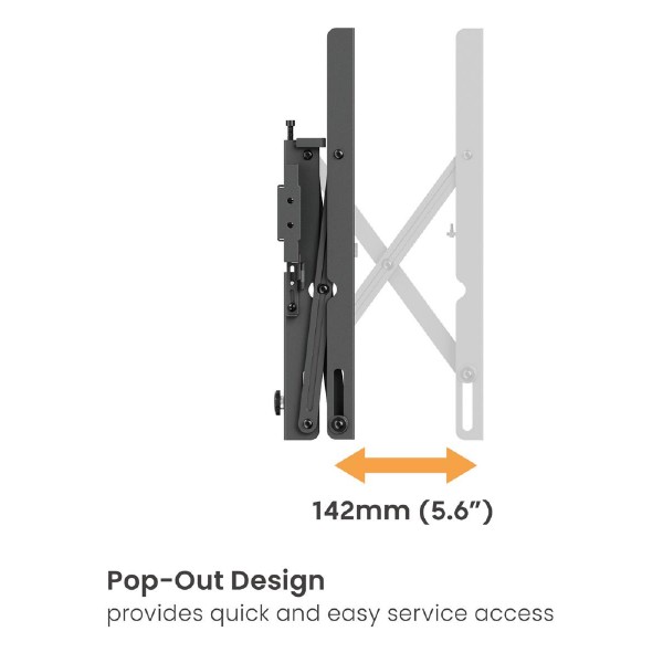 BRATECK επιτοίχια βάση LVW02E-48T για τηλεόραση 37-70", Pop-Out, 70kg