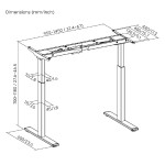 BRATECK σκελετός ηλεκτρικού γραφείου M12-22D, 95~145x60x70~118cm, μαύρο