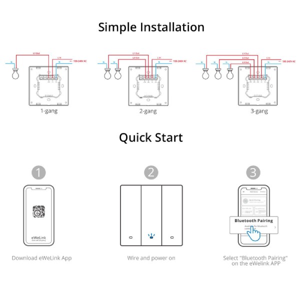 SONOFF smart διακόπτης M5-1C-86, μονός, WiFi, γκρι