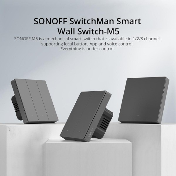 SONOFF smart διακόπτης M5-2C-86, διπλός, WiFi, γκρι