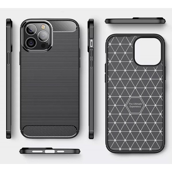 POWERTECH θήκη Carbon MOB-1929 για iPhone 15 Pro, μαύρη