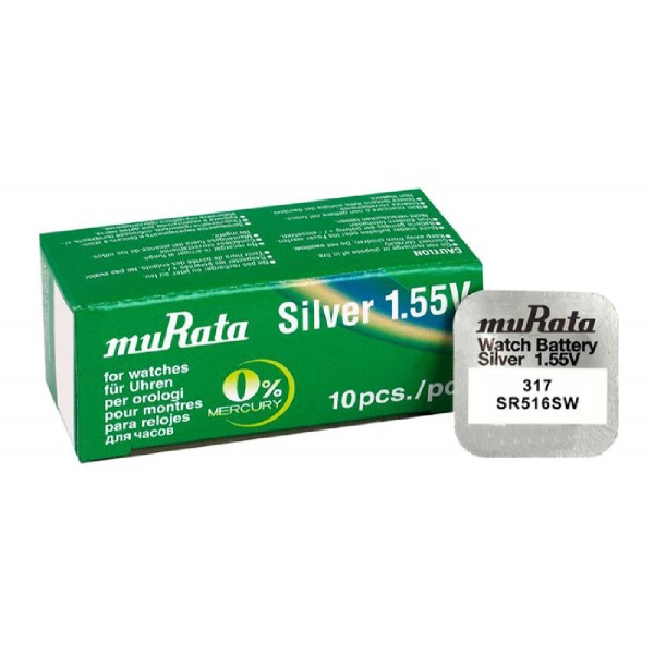 MURATA μπαταρία Silver Oxide για ρολόγια SR516SW, 1.55V, No317, 10τμχ