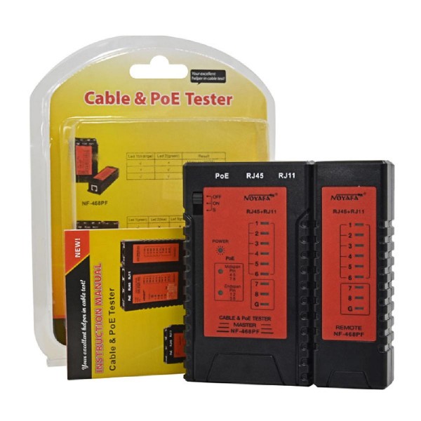 NOYAFA tester καλωδίων δικτύου NF-468PF για PoE RJ45 & RJ11