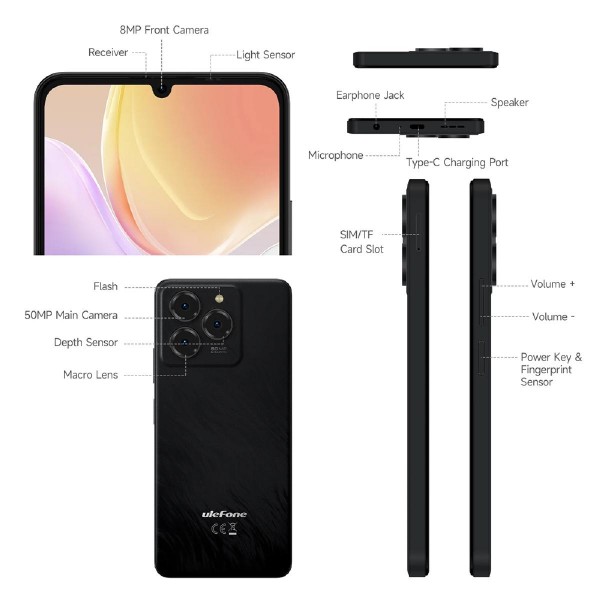 ULEFONE smartphone Note 20 Pro, 6.75", 4/128GB, 6000mAh, μαύρο