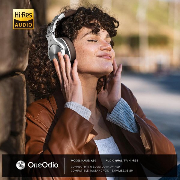 ONEODIO headphones Fusion A70, ενσύρματα/ασύρματα, Hi-Res, 40mm, ασημί