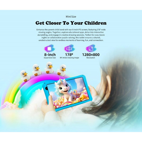 TECLAST tablet P85T Kids, 8" HD, 4/64GB, Android 13, 5000mAh, ροζ