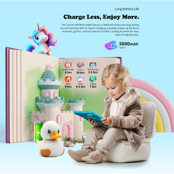 TECLAST tablet P85T Kids, 8" HD, 4/64GB, Android 13, 5000mAh, ροζ