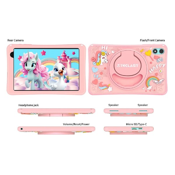 TECLAST tablet P85T Kids, 8" HD, 4/64GB, Android 13, 5000mAh, ροζ