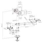 BRATECK βάση γραφείου PMM-02SD για 2x οθόνες 17"-32"/POS/printer