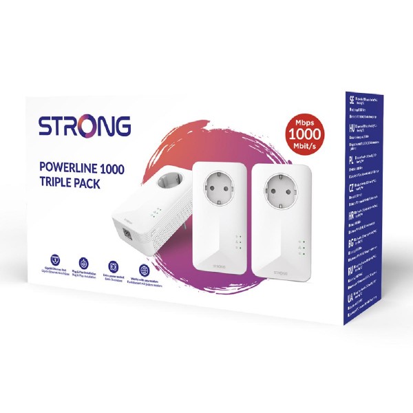 STRONG Powerline Kit POWERL1000TRIEUV2, Passthrough, 1000Mbps, 3τμχ