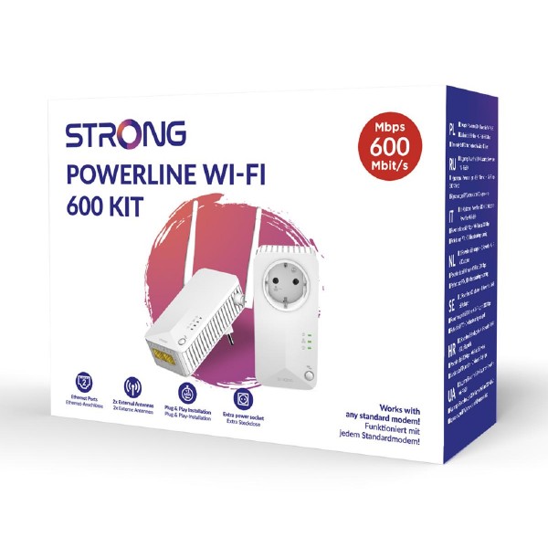 STRONG Powerline Kit POWERLWF600DUOEUV2, 600Mbps, 300Mbps WiFi, 2τμχ