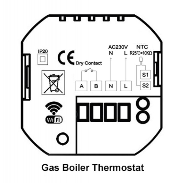 POWERTECH ψηφιακός θερμοστάτης χώρου PT-1049, αερίου, Wi-Fi, μαύρος