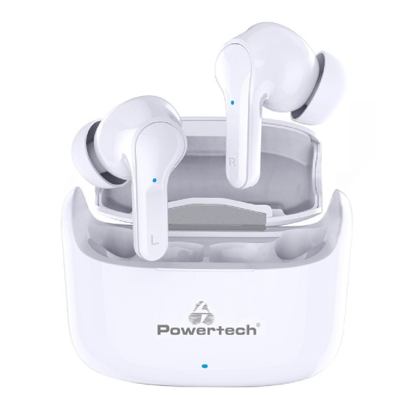 POWERTECH earphones με θήκη φόρτισης Soul, TWS, ANC, 45/200mAh, λευκά