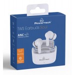 POWERTECH earphones με θήκη φόρτισης Soul, TWS, ANC, 45/200mAh, λευκά