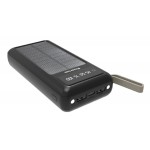 POWERTECH power bank με καλώδια & οθόνη PT-1084 20000mAh, ηλιακό, μαύρο