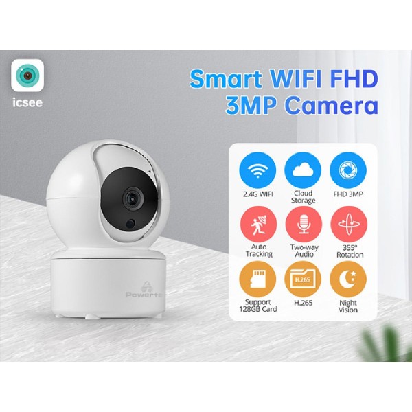 POWERTECH smart κάμερα PT-1085, 3.6mm, 3MP, WiFi, PTZ