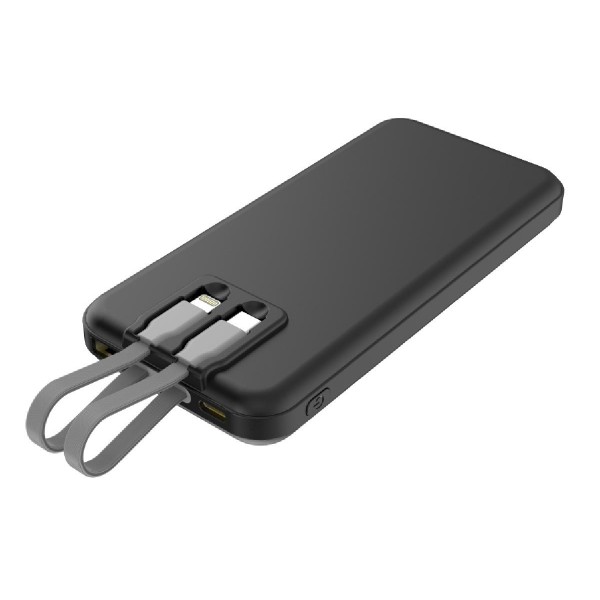 POWERTECH power bank με καλώδια και οθόνη PT-1135 10000mAh, 22.5W, μαύρο