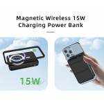 POWERTECH power bank PT-1136, 10000mAh, magnetic wireless, 22.5W, μαύρο