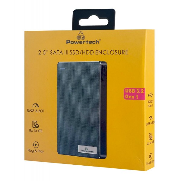 POWERTECH θήκη για 2.5" SATA HDD/SSD PT-1231, 5Gbps, μαύρη