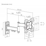 POWERTECH επιτοίχια βάση PT-1278 για τηλεόραση 13-32", full motion, 20kg