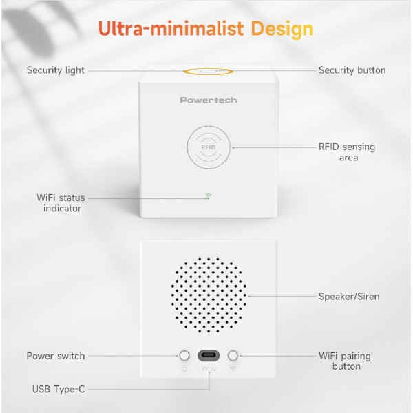 POWERTECH smart ασύρματο σύστημα συναγερμού PT-1285, RFID, WiFi, TUYA