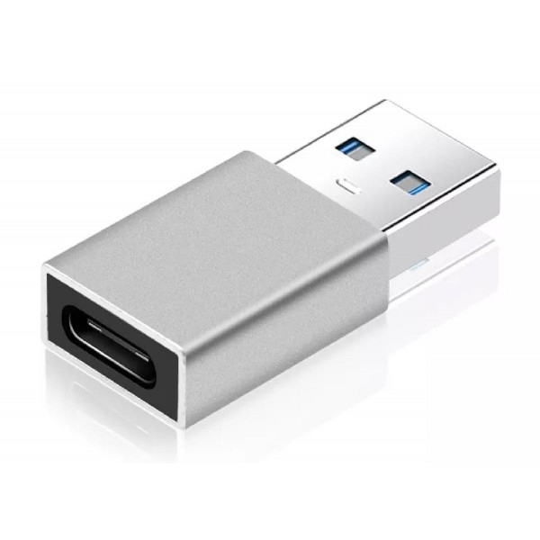 POWERTECH αντάπτορας USB 3.0 αρσενικό σε USB-C θηλυκό PTH-063, ασημί