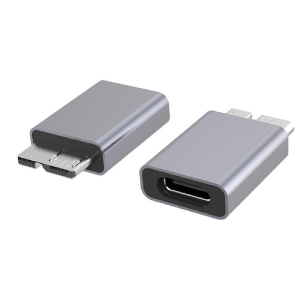 POWERTECH αντάπτορας USB 3.0 Micro B σε USB-C θηλυκό PTH-067, γκρι